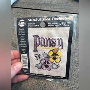 PANSY ~ NMI Stitch A Seed Packet Counted Cross Stitch Kit #1485 Magnet 3.5x2.75